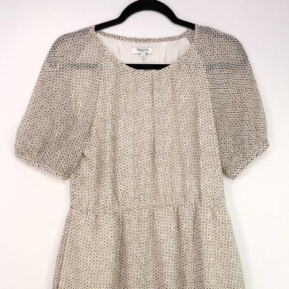 Madewell 100% Silk Dress Size 6 Pockets Baby Doll Elastic Waist Sheer Sleeve - Picture 3 of 12